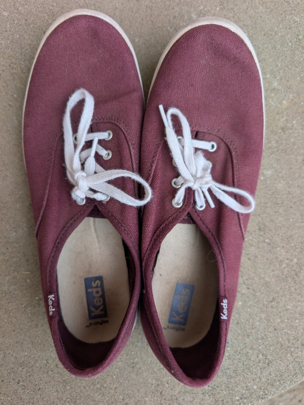 Keds Women's Canvas Sneaker in Maroon with White Laces